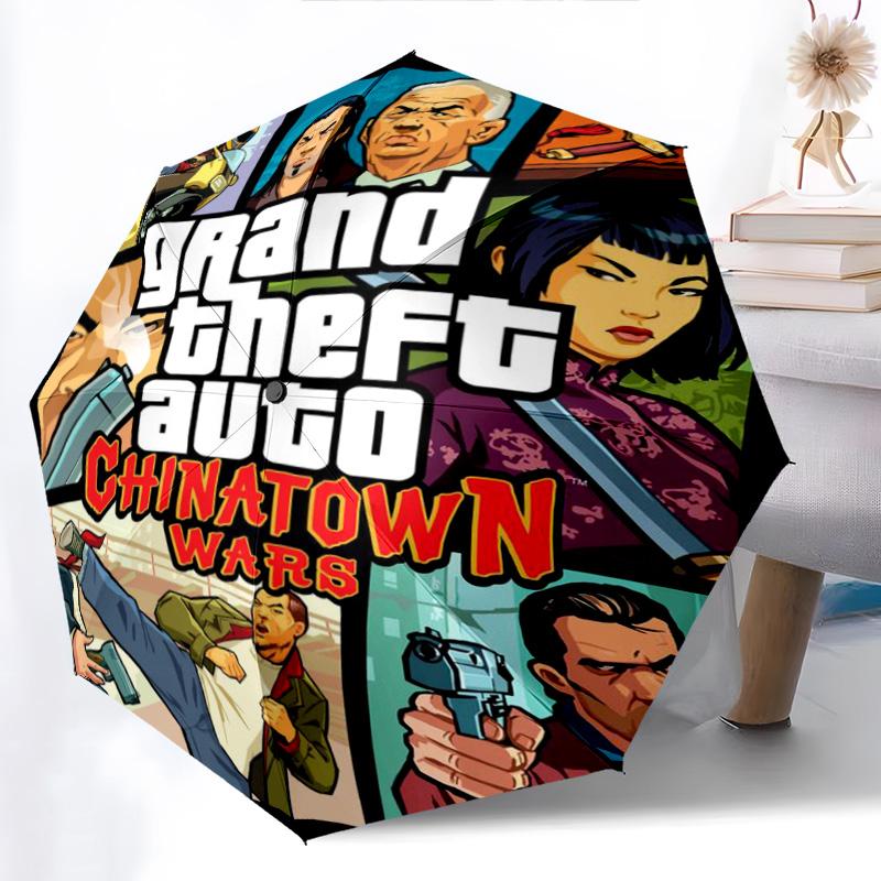 Urban Chaos Crime Folding Umbrella Durable Travel Light Printing Umbrella