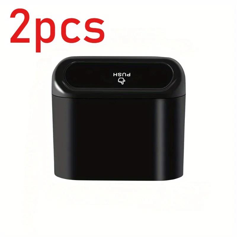 

2PCS Car Trash Organizer Grab Bins - Suspended Trash Can, Black ABS Square Press-Fit Trash Can, Trash Dustbin