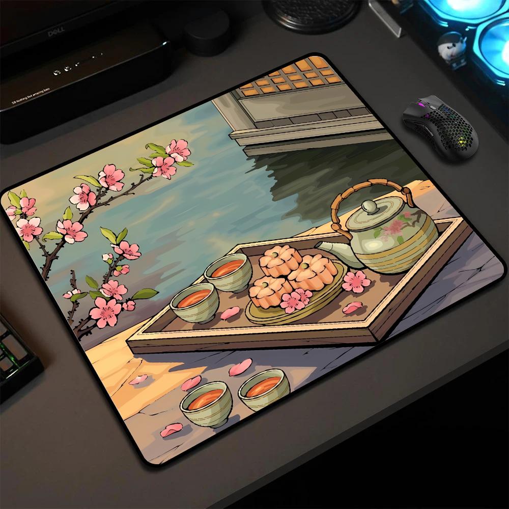 1PC XS Tea Mouse Pad with Stitched Edge Gaming Mousepad Small Non-Slip Rubber Base Washable Portable for Office Home 450x400mm