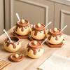 Creative Cartoon Honey Jar Design Ceramic Seasoning Jar Dust-proof with Spoon Spice Jars Mini Condiment Pot Restaurant