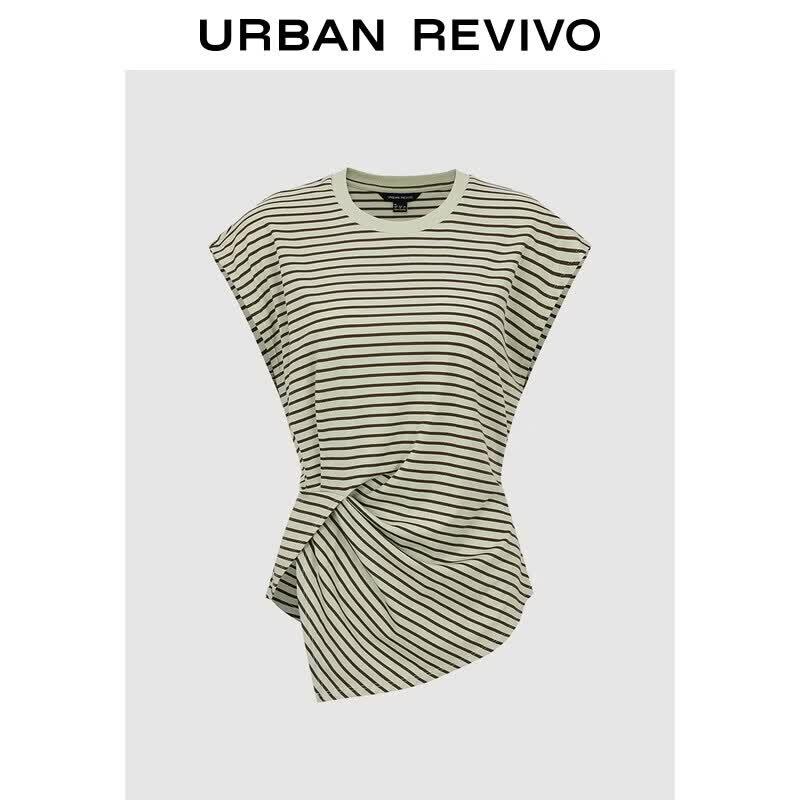 UR2026 Women s Summer Striped Twist-Knot T-shirt XS