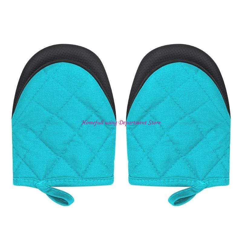 Heat Resistant Oven Hand Mitts Pair for Cooking and Baking Nonslip Duckbill Neoprene Gloves Kitchen Accessories синий