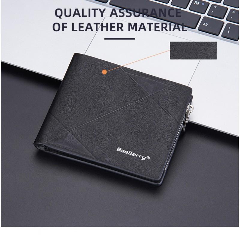 New Men's Short Wallet European American Business Multi Slot Soft With Zipper Coin Purse