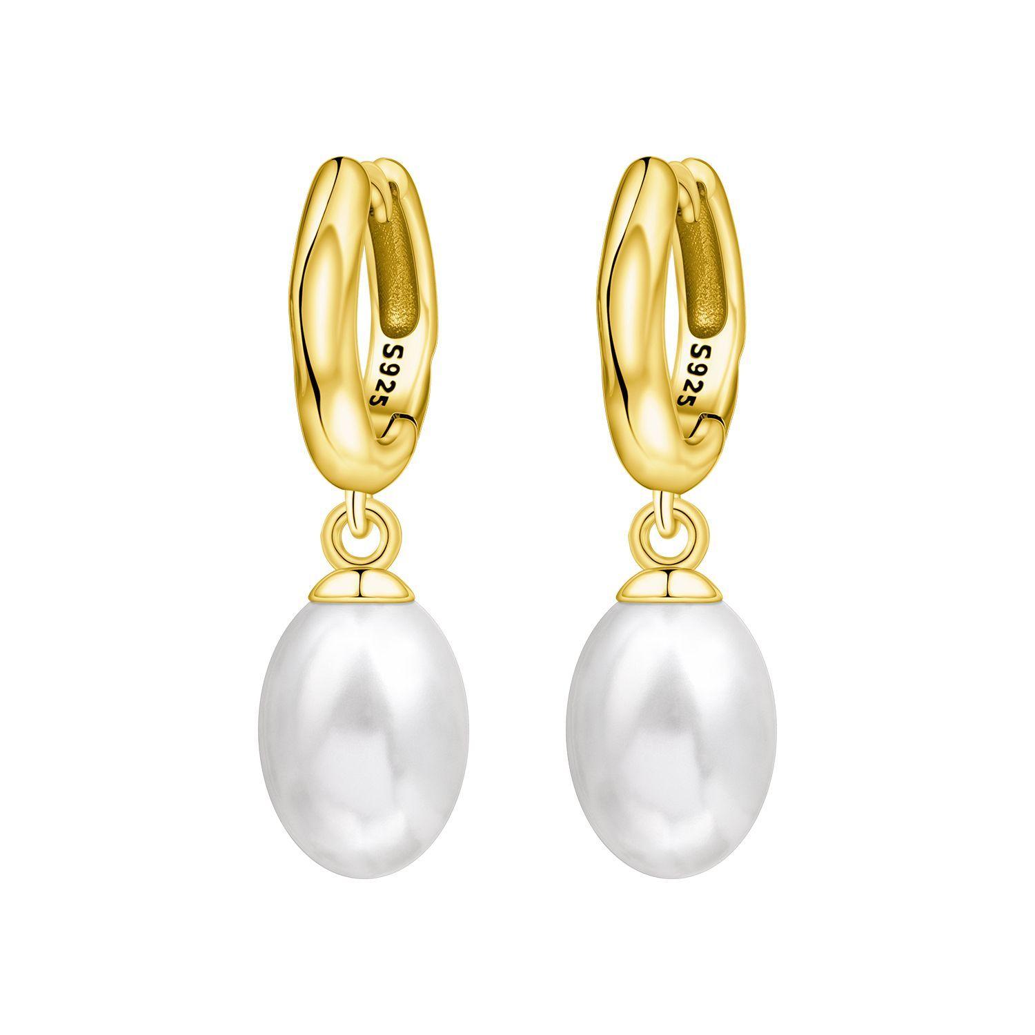 925 Silver Simple Pearl Earrings Jewelry Hoop Earrings Zircon Stud Earrings For Women Jewelry Fine Birthday Party Gifts