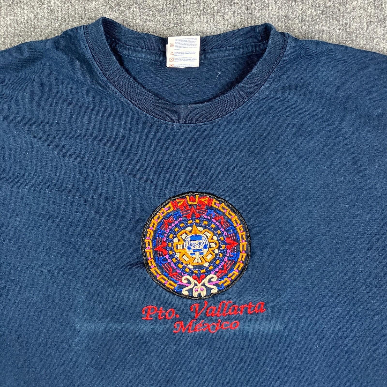 Yazbek T-Shirt Mens 2XL Navy Blue Puerto Vallarta Mexico Embroidered Graphic S