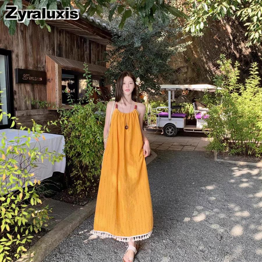 Tropical Island Dopamine Dressing Long Dress for Women - Bali Beach Photo Shoot Outfit