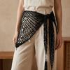 Solid Color Crochet Short Skirt Wrap Knitted Waist Belt Vintage Triangle Hip Scarf Festival