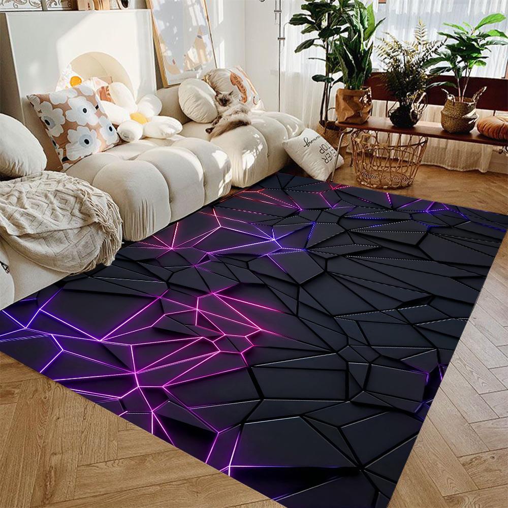 Moderner 3D Geometrischer Visueller Illusion Teppich 2D Faltbar Stilvolles Abstraktes Design Matte Teppich für Wohnzimmer Schlafzimmer Sofa Fußmatte