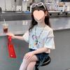 Girls Summer Loose Short Sleeve T Shirt with Cute Cartoon Print