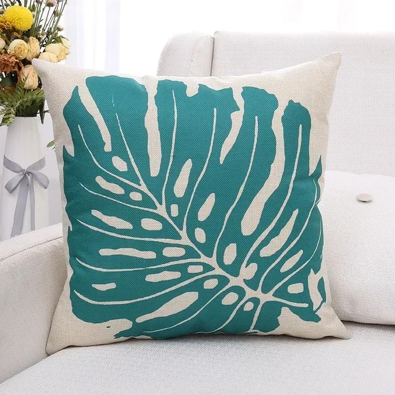 Green Plants and Flowers Cotton and Linen Pillow Customized Linen Car Pillow Sofa Pillow Cover Home Decoration