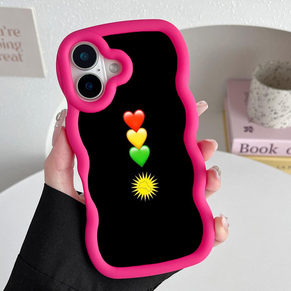 Kurdistan Flag Wavy Edge TPU Mobile Phone Case for iPhone 17 16 15 14 13 12 11 Air Pro Max Plus Colorful Cover