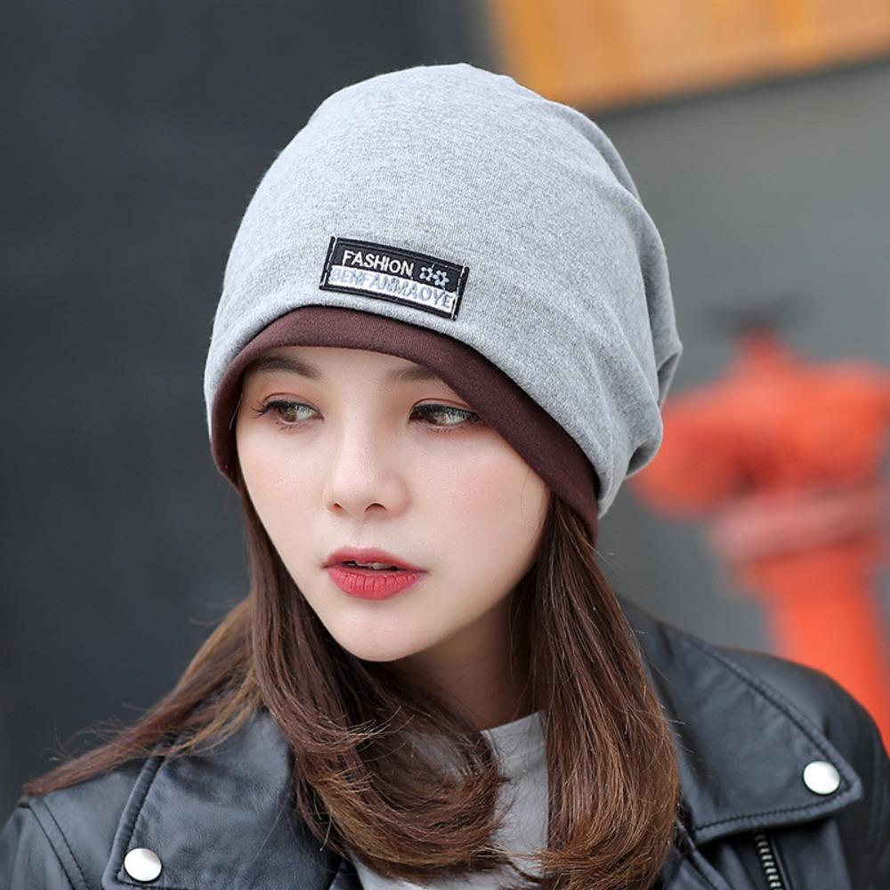 Solid Color Head Wrap Cap Ruffle Beanie Scarf Casual Turban Hat