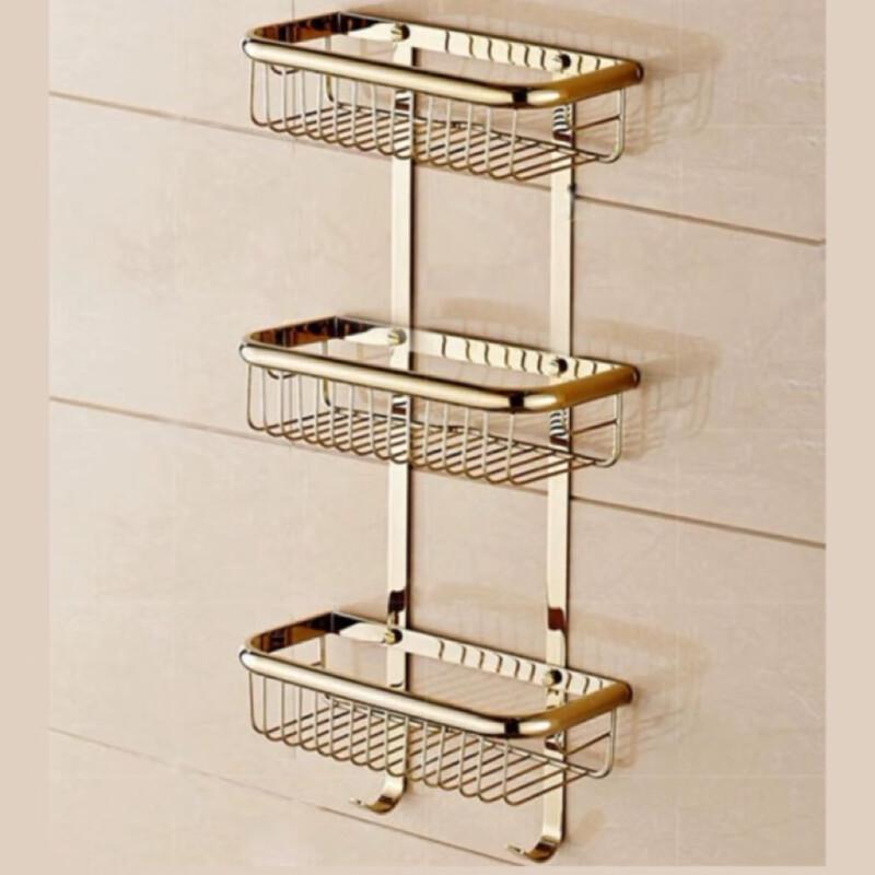Yuzhu Gold-Plated 3-Tier Wall-Mounted Bathroom Corner Shelf