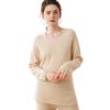 Women's Cashmere V-Neck Mid-Length Slit Sweater, Solid Color, Autumn/Winter Loose Fit
