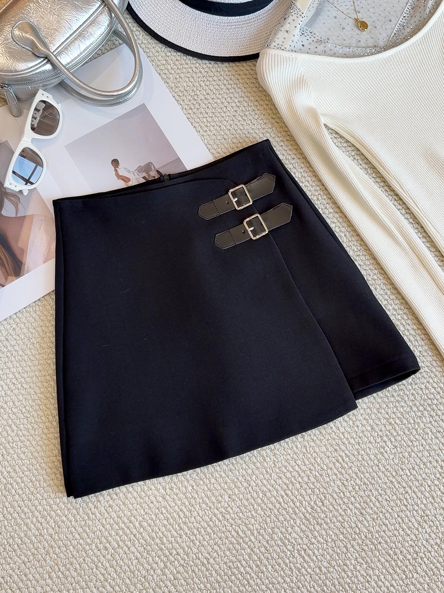 Women s Irregular Side Slit A-Line Skirt - 2026 Spring/Summer High Waist Hip-Hugging Trend Small чёрный