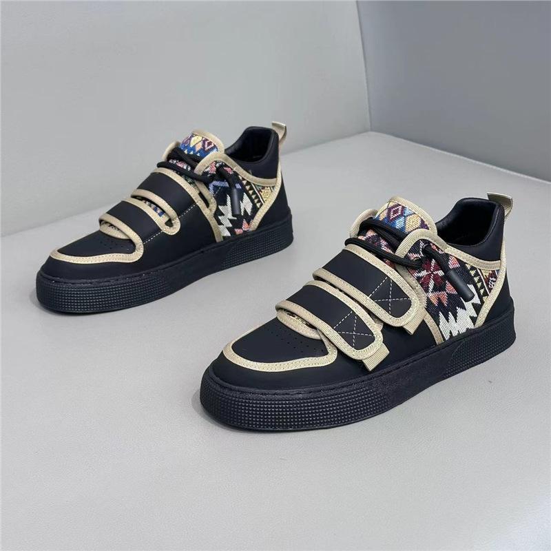 

Embroidery Velcro board shoes spring new comfortable soft sole casual bm 38 leather shoe size чёрный