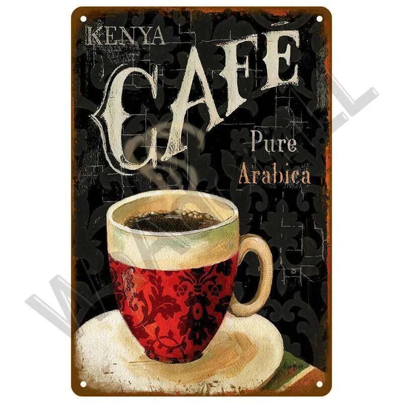 Coffee Tin Sign Metal Decorations Vintage Cafe Wall Plaque Retro Club Pub Bar Poster Decor Art Painting 26T0104 26T0104