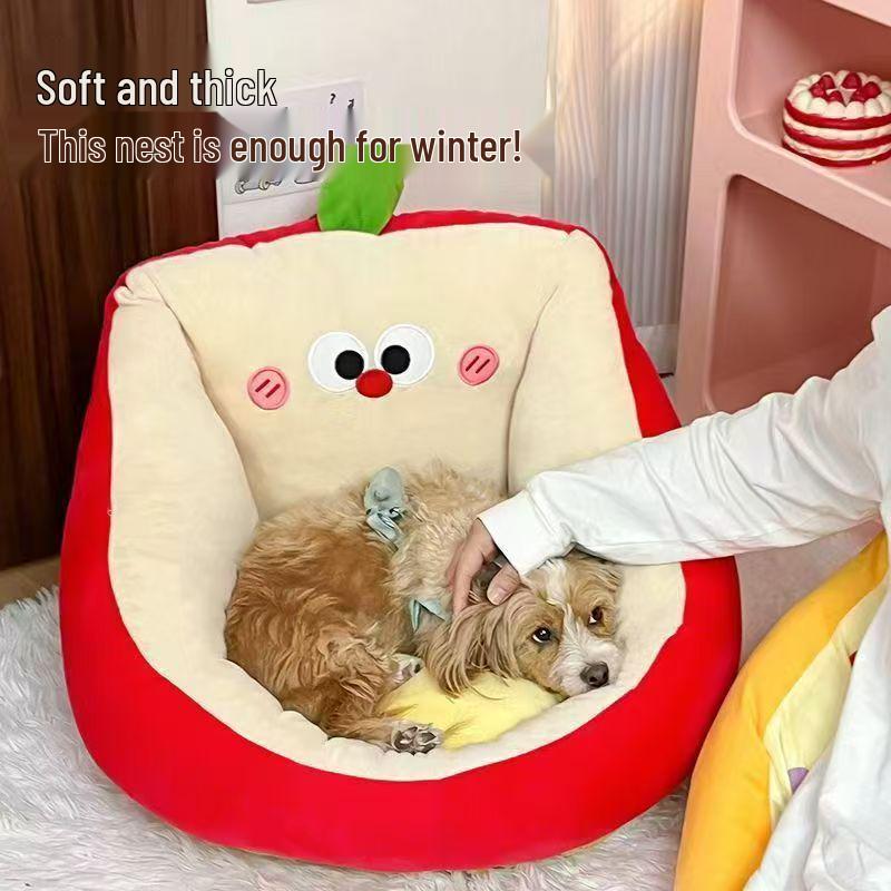 Thick Warm Pet Nest for Cats & Puppies: Non-Stick Fur, Removable, Washable, All-Season Comfort Mat