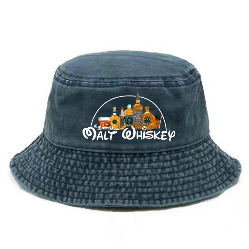 Malt Whiskey Bucket Hat Distressed Hats Cap Dinosaur Unisex Retro Outdoor Summer Beer Drink Cap Bob Panama Caps