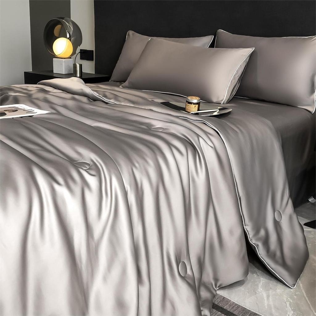 Washable Tencel Summer Cool Quilt Cooling Summer Quilt Machine Washable Air-Conditioning Thin Blanket Ice Silk Quilt