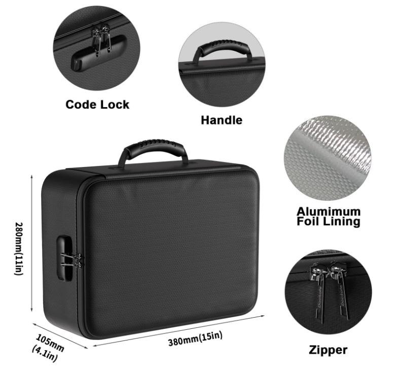 Scatola Ignifuga Impermeabile per Documenti Formato A4 con Design Multistrato e Serratura a Combinazione - Cassaforte Portatile ad Alta Capacità per Ufficio e Viaggi
