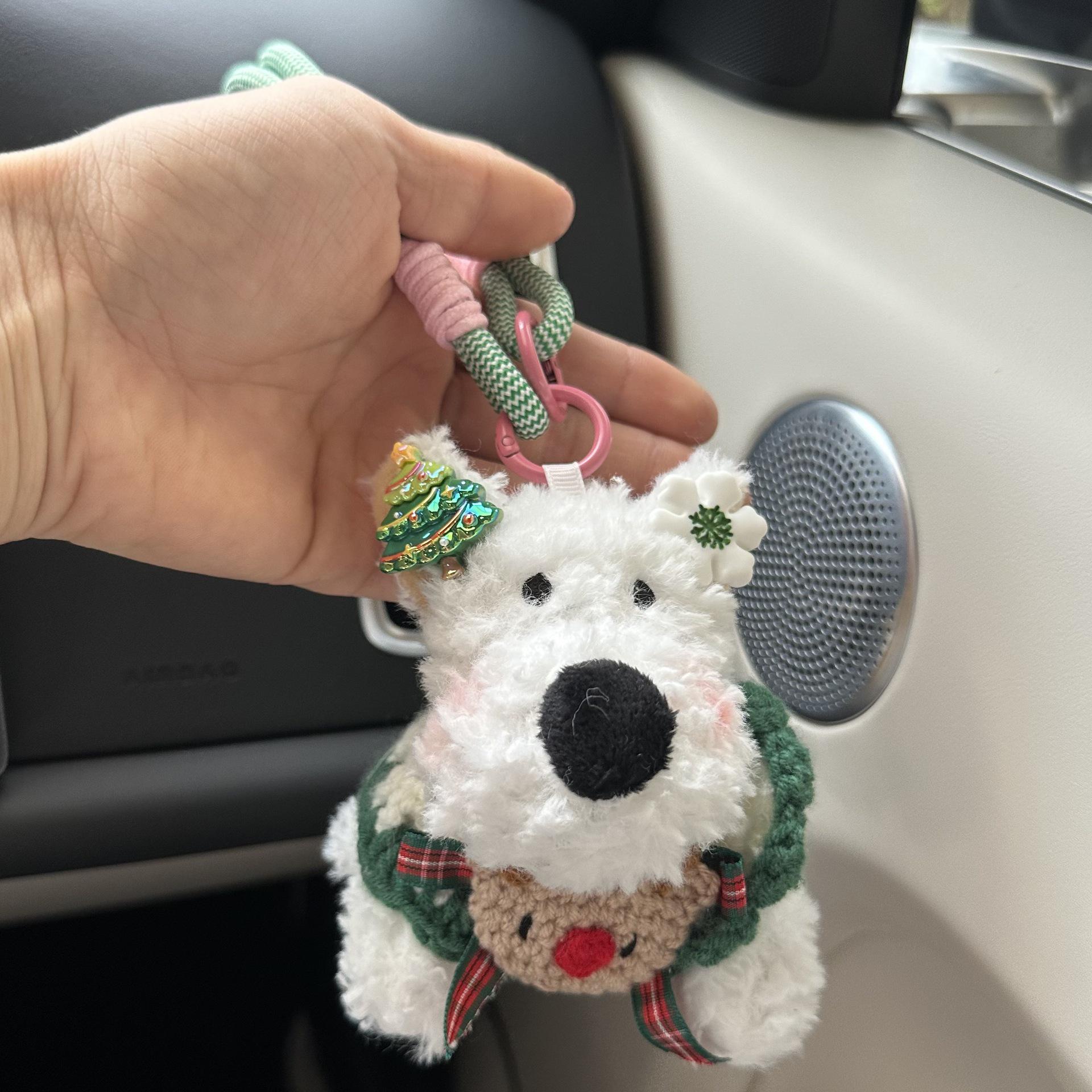 

Очаровательный плюшевый рождественский брелок-подвеска Вест-хайленд-терьер с ремешком