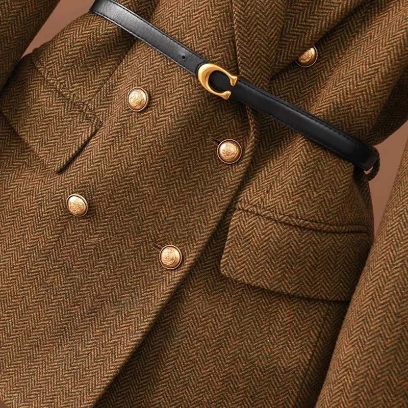 Sako Oblek pro Ženy Zimní Ležérní Zesílený Dlouhý Rukáv Knoflíkový Kardigan Slim Fit Profesionální Sako