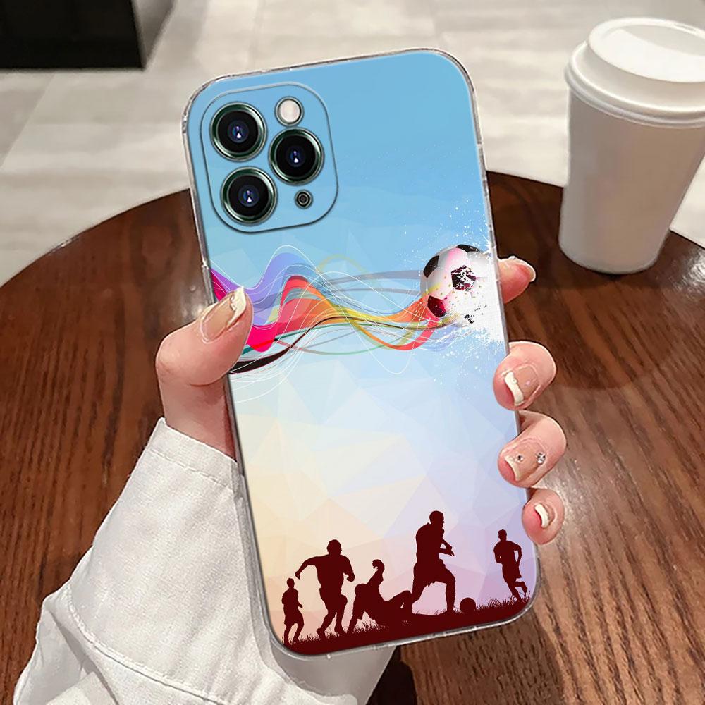 Feuer Fußball Hülle Für Apple iPhone 17 16 15 14 13 12 11 Pro Max 16 Plus 16E 17Air 17Pro Handyhülle Fußball Silikon Funda