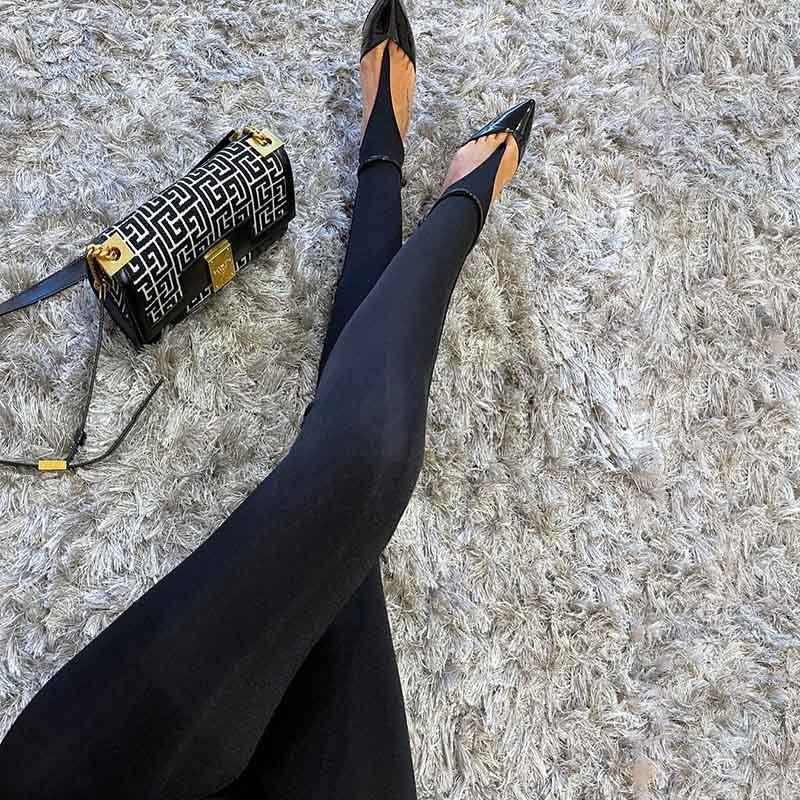 High Waist Black Stretch Leggings Women Slim Fit Footed Tights Long Pants Street Style