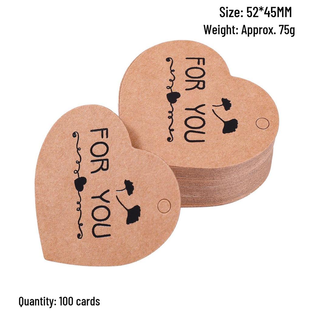 Heart-Shaped Cowhide Paper Blank Tag - Valentine's Day Red Label