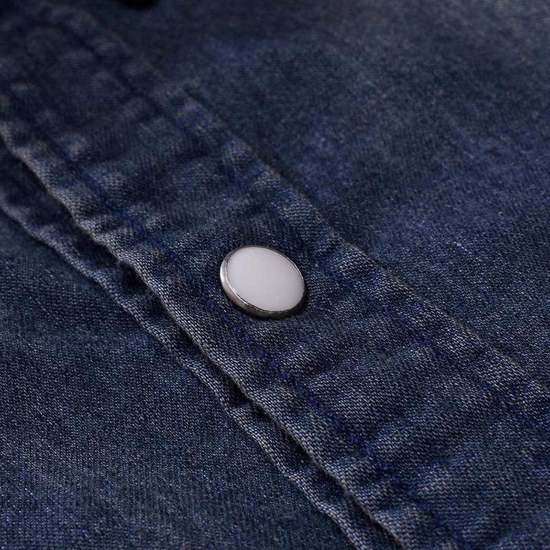 Nové Pánské džínové košile Džíny s dlouhým rukávem Ležérní Štíhlé Stylové seprané bavlněné košile