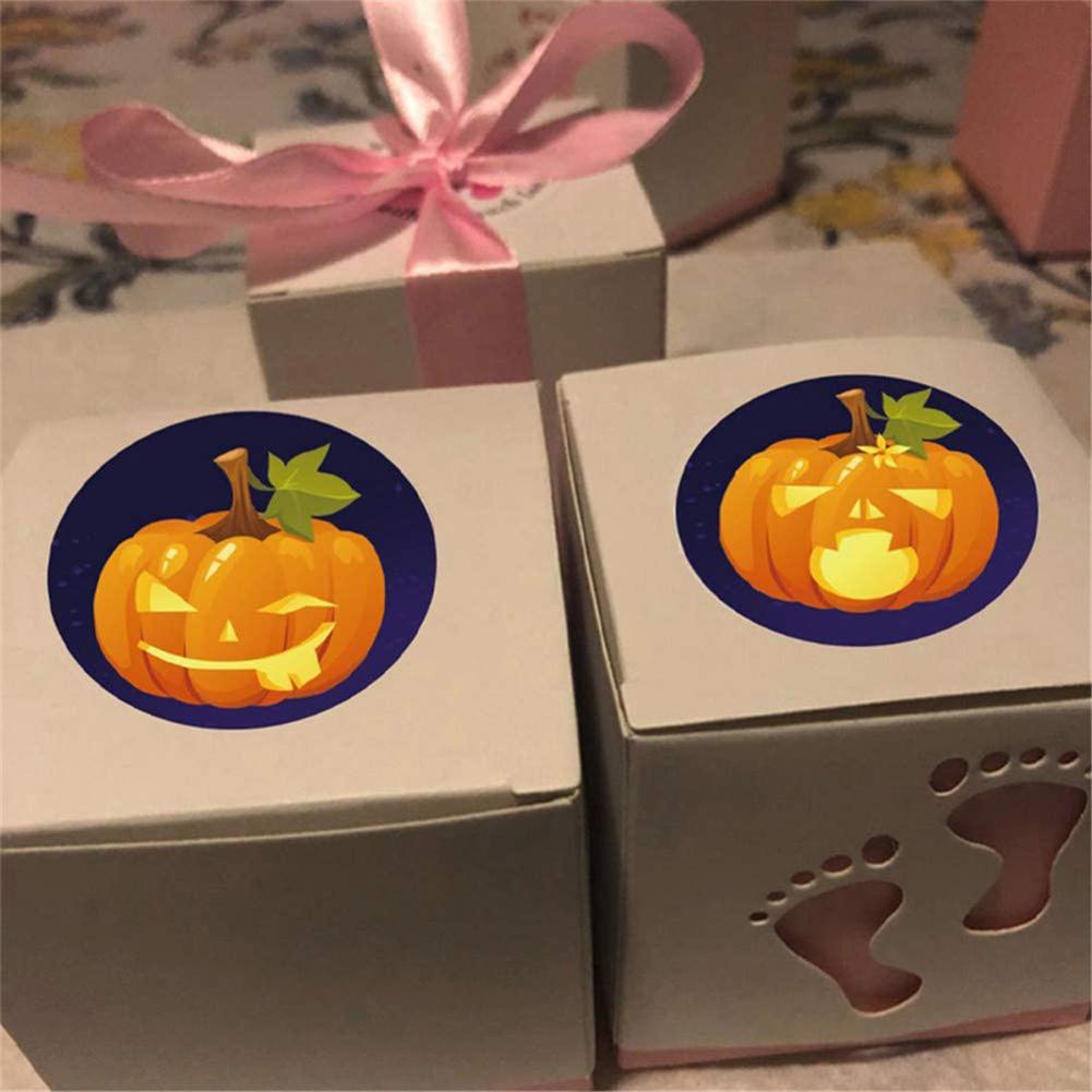 500pcs/roll Self-adhesive Label Sticker Halloween Pumpkin Pattern Candy Wrapping  Paper