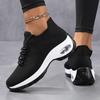 Fashion Women Platform Shoes Knitted Running Sports Shoes Anti-slip Air-cushion Sneakers Breathable Mesh Dancing Traveling Shoes