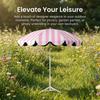 Windproof Patio Umbrella Pink Stripe Portable Lightweight Outdoor Sun Shade Canopy for Pool Garden Backyard Picnic