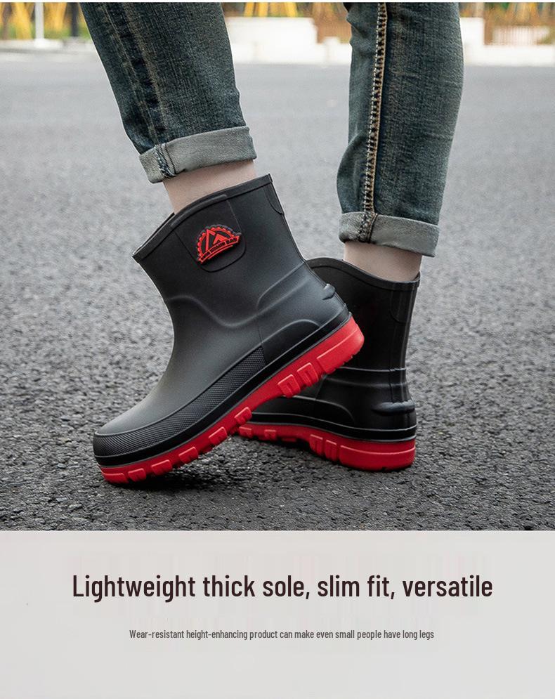 Men's Waterproof Non-slip Rubber Ankle Boots - Korean Style Slip-on Shoes