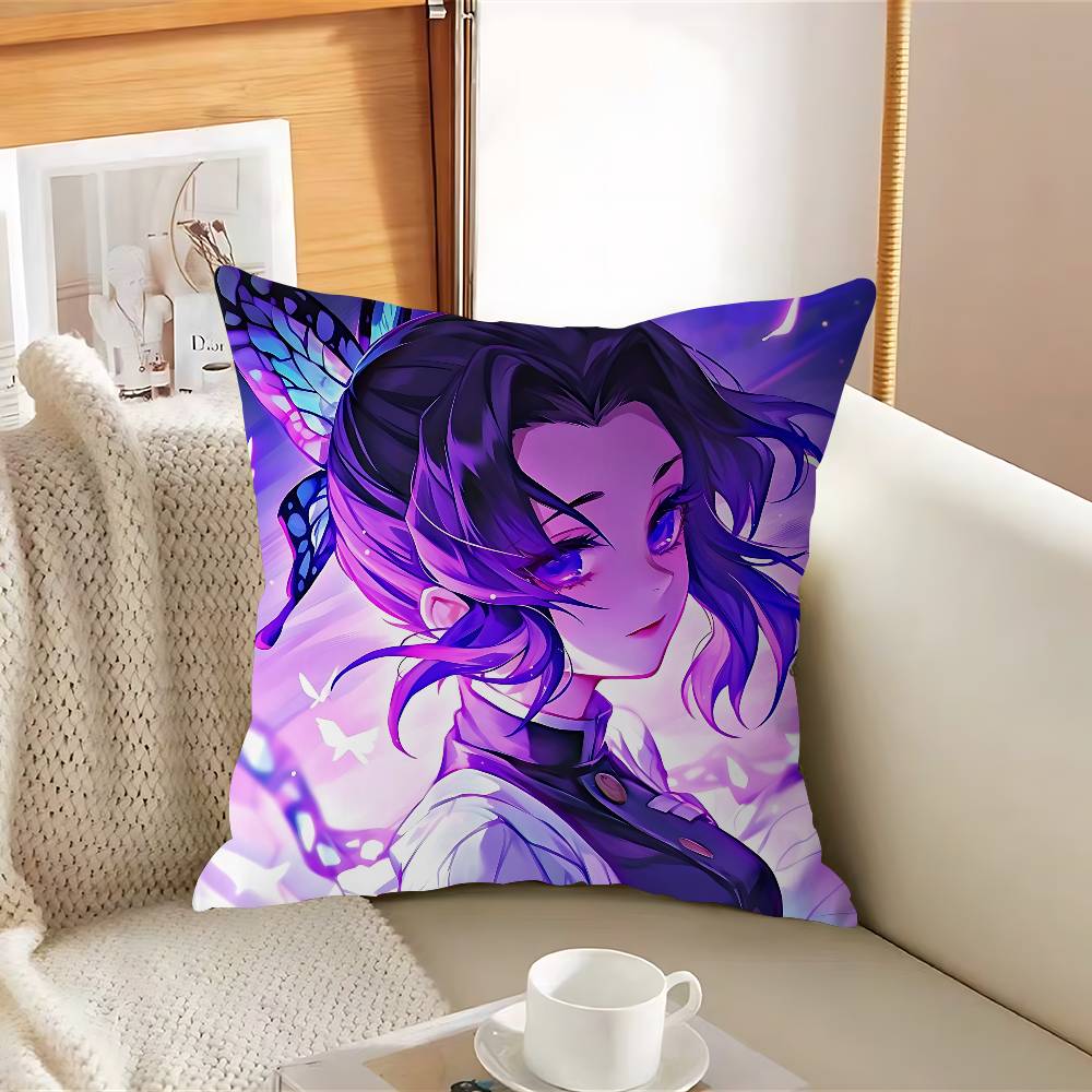 K-Kochou Shinobu Office Cushion Pillowcase Car Cushion Cover45X45CM Lumbar Pillowcase Sofa Pillowcover