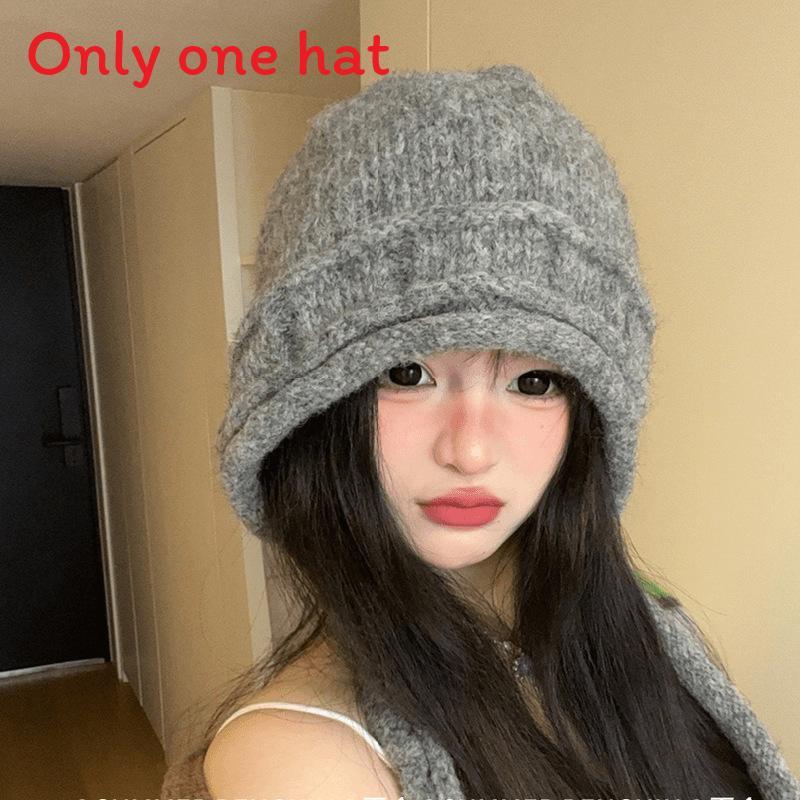 Woolen Knit Hat For Women With Windproof Warmth For Outdoor Activities