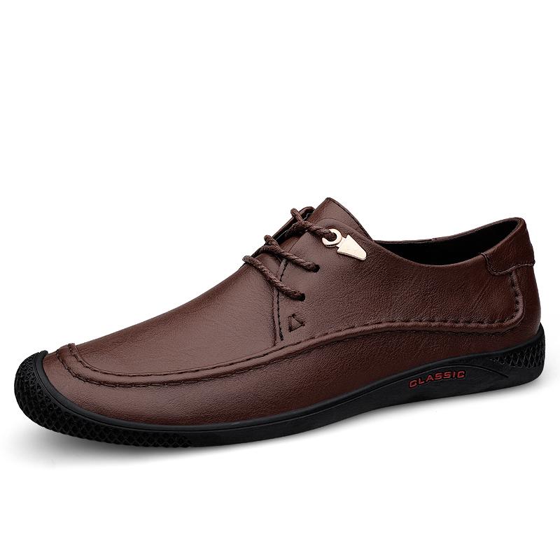 2024 Genuine Leather Men's Casual Shoes Moccasins Men Loafers Spring Autumn New Sneakers Male Lace-up Leisure Walk Shoes