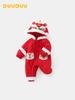 DUUDUU Baby New Year Red Romper - Winter Padded Jumpsuit for Newborns