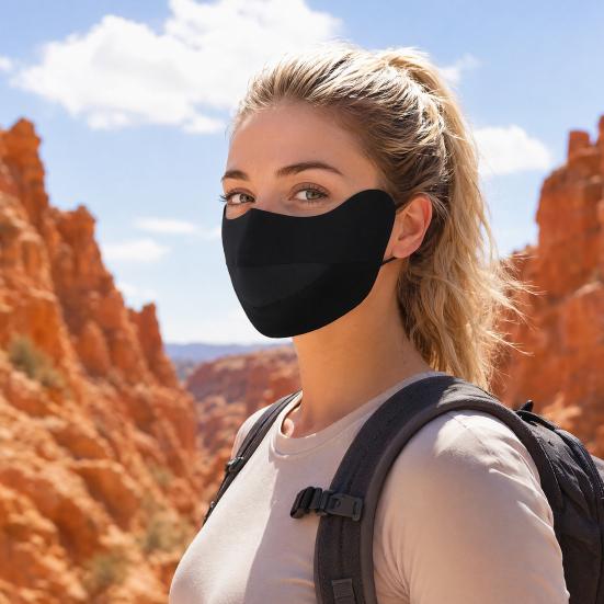 Soft Ice Silk Face Guard, Half Face Sun Protection Mouth Guard, Breathable Holes Face Shield with Elastic Ear Hooks for Cycling Running Hiking