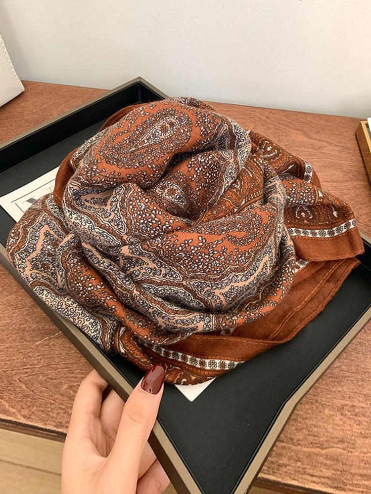 Elegant Luxury Women Silk Scarf Wrap Shawl Retro Print Lady Sunscreen Bandanas Hijab Mujer Boho Scarve Pareo Casual Fashion New
