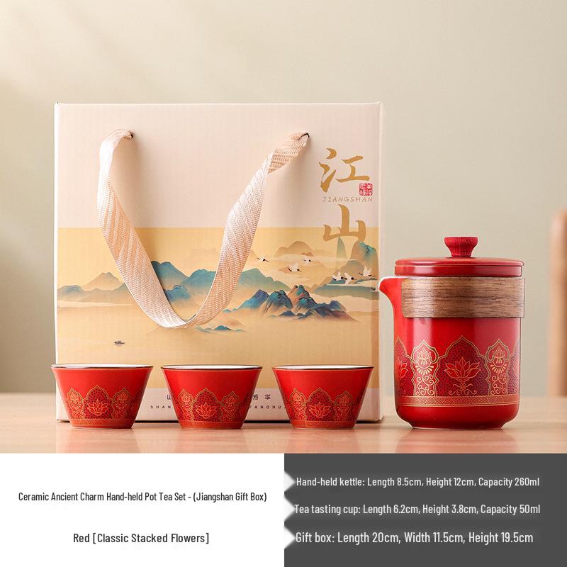 National Trend Ceramic Travel Tea Set - Portable Business Souvenir, Cultural Creative Gift with Custom Logo Option