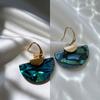 New Geometric Smudged Fan-shaped Ear Hook Women's Niche Light Luxury High-end National Style Earrings Retro Hong Kong Style Exaggerated Earrings