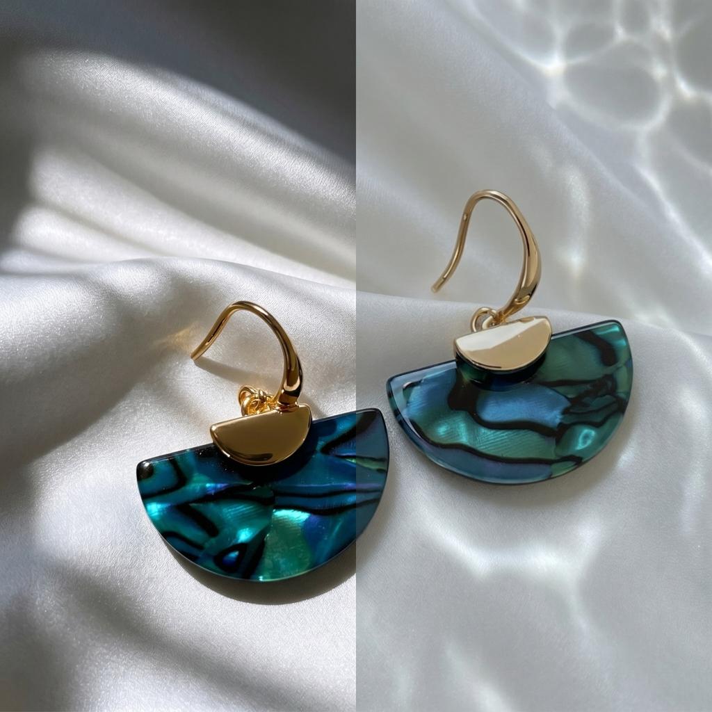 New Geometric Smudged Fan-shaped Ear Hook Women's Niche Light Luxury High-end National Style Earrings Retro Hong Kong Style Exaggerated Earrings