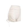 High-Waisted Quick-Dry Pleated Yoga Shorts: Butt-Lifting, Three-Quarter Length, with Drawstring for Running and Training