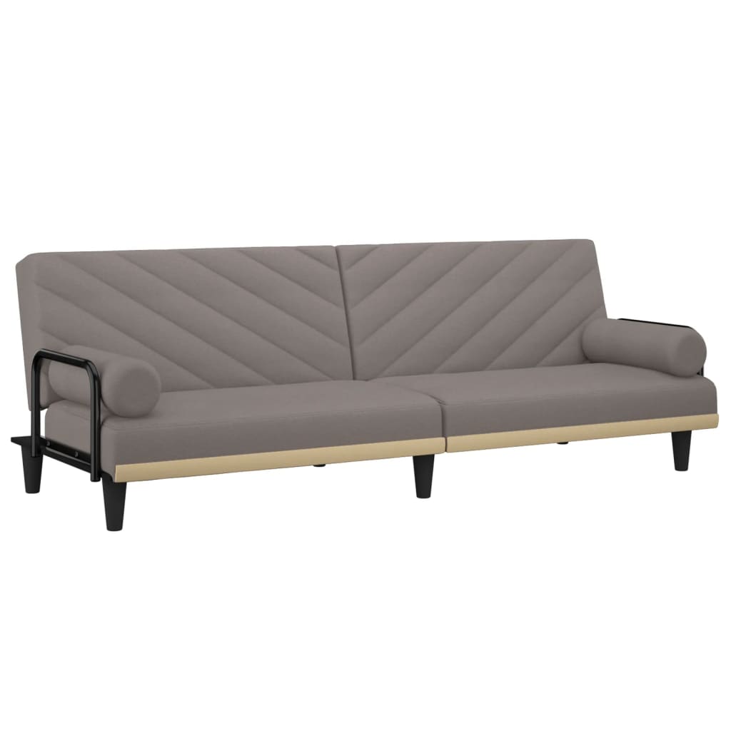 Sofa Bed with Armrests Taupe Fabric
