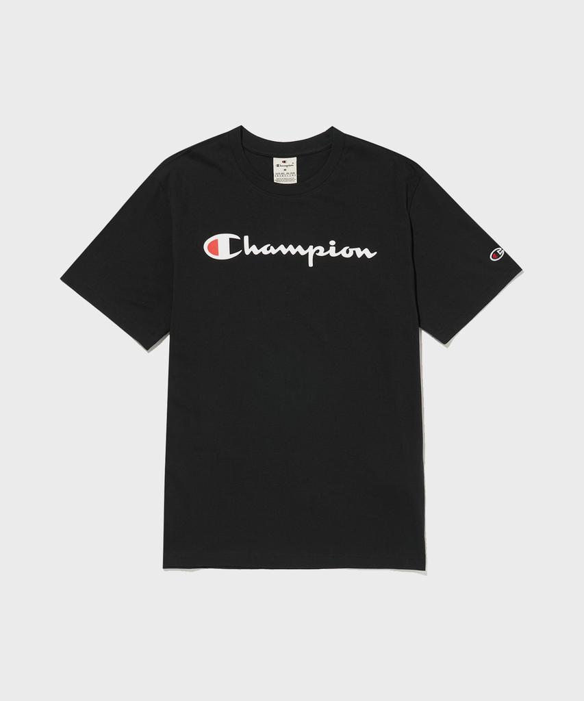 Champion Big Script Logo Cotton Short Sleeve T-Shirt Black