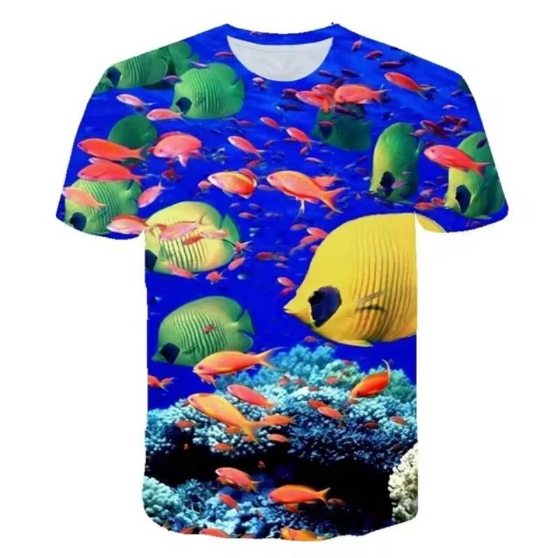 Women's 3D Printed Underwater Coral Fish T Shirt Funny Animal WoMen T-Shirt Casual Seabed View Streetwear Tshirt Casual Tee Tops