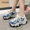 Fashion Women 5.5CM Thick Sole Lace Up Casual Chunky Sneakers Lightweight Comfortable Women Canvas Walking Shoes Outwear Sneakers 35-40