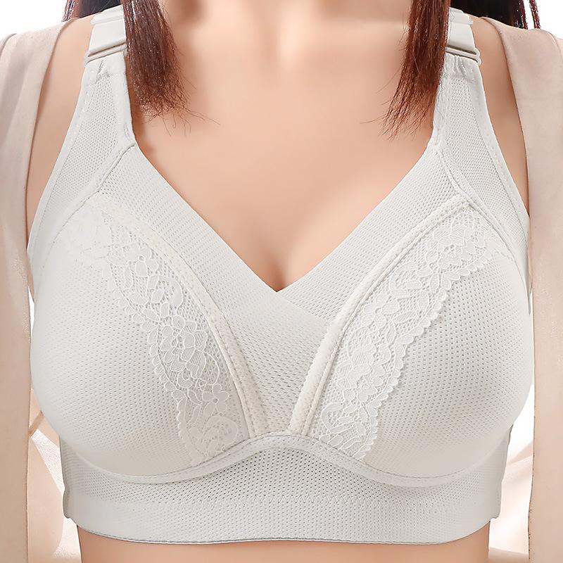 Women's underwear summer thin gathering anti-sagging middle-aged and elderly bras 10 to 10 years old without steel ring mother grade